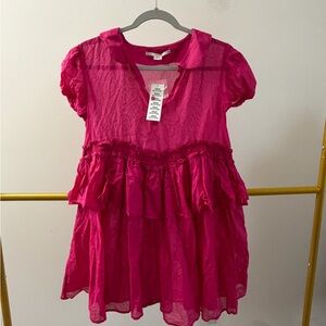 💗 Kimchi Blue Sheer Ruffle Mini Dress | Size XS | Hot Pink | NWT